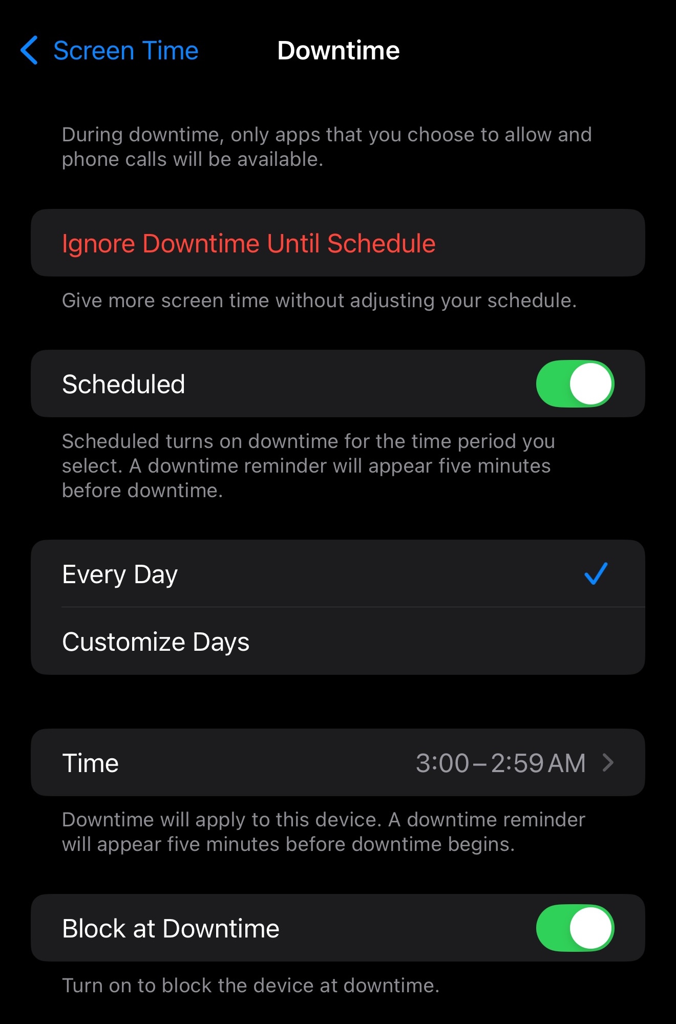 Block at Downtime