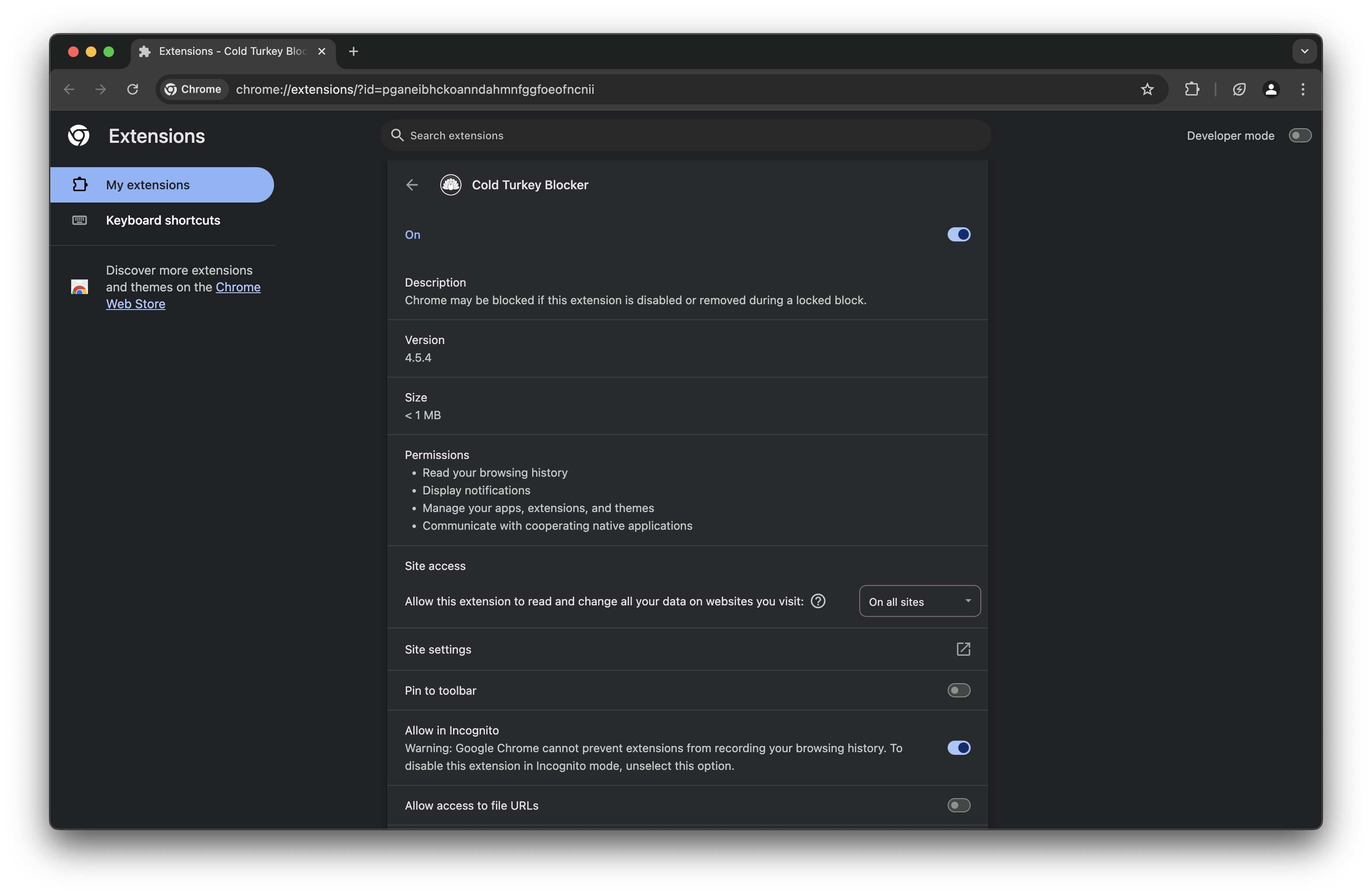 Chrome Extension Details
